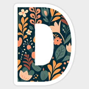 Whimsical Floral Letter D Sticker